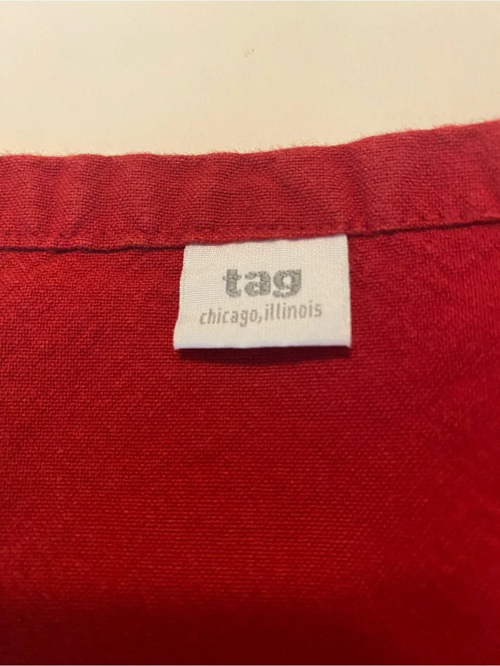 tag Chicago Christmas Tree Napkins Set of 8 Red Embroidered Cotton Holiday 18x18